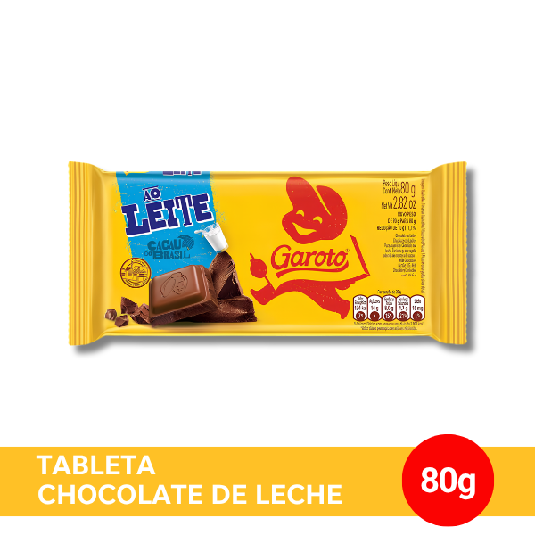 GAROTO Tableta de Chocolate de Leche x 80g