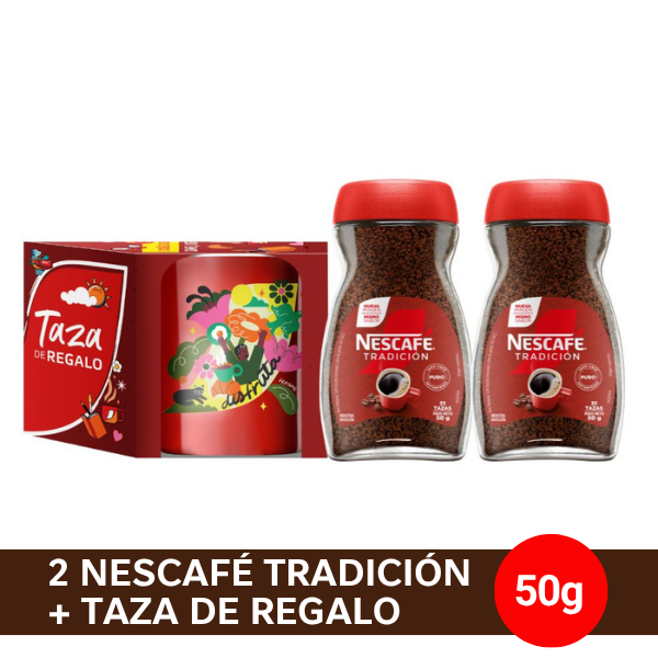 Pack 2 Nescafé Tradición 50gr + Taza de regalo